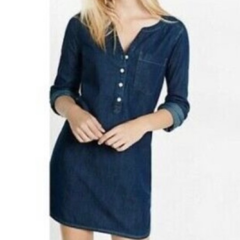 Express Denim Dress with 3/4 Sleeves Size S